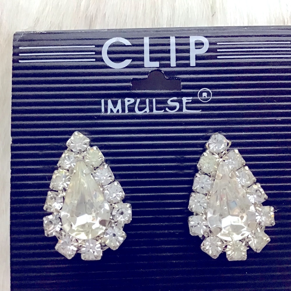 Impulse Crystal Clip Teardrop shaped Earrings